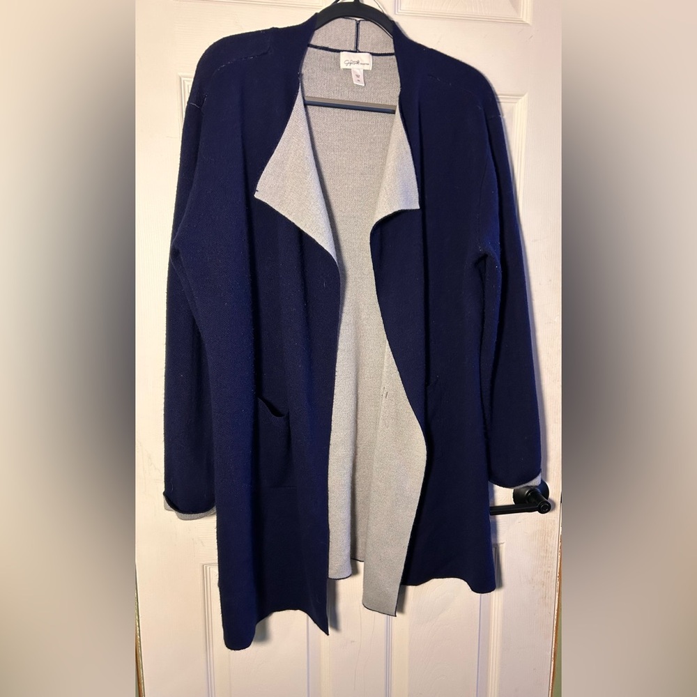 Navy and Gray Women's Sweater